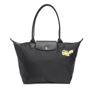 NWT LONGCHAMP x Pokemon Pikachu Le Pliage Large Shoulder Tote BLACK AUTHENTIC